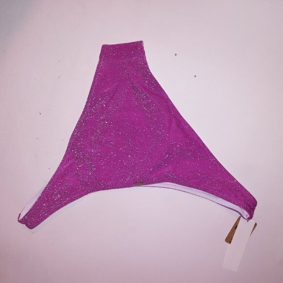 Victoria Secret PINK Swim Bikini Bottom Fuchsia Pink Silver Glitter Shimmer Braz - Picture 7 of 8